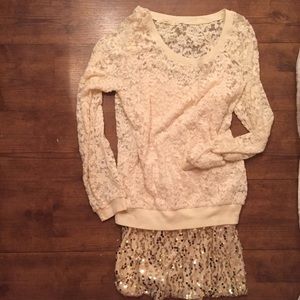 2 piece HAZEL sweater dress cream & gold